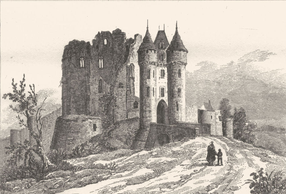 EURE-ET-LOIR. Chateau de Nogent-Le-Rotrou 1835 old antique print picture